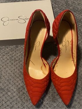 Jessica Simpson Red Quilted Pointed Flats
